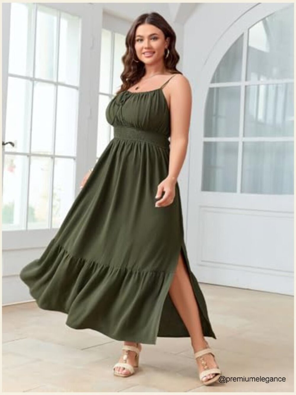 Plus Size Maxi Dress Sleeveless Spaghetti Strap Smocked Boho Beach Sundress - Picture 5 of 7
